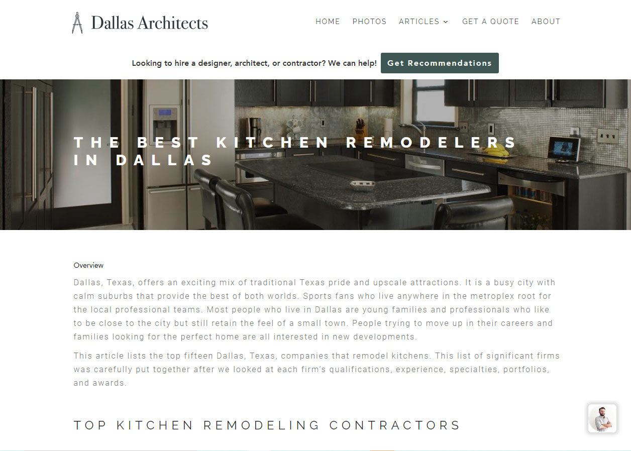 Graf Developments listed in Dallas Architects' "The Best Kitchen Remodelers in Dallas"